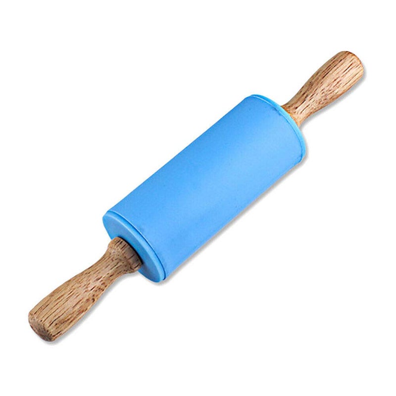 XLSFPY Small Wooden Handle Rolling Pin for Kids - Non-Stick Silicone Rodillo for Reposteria & Masa - Image 3